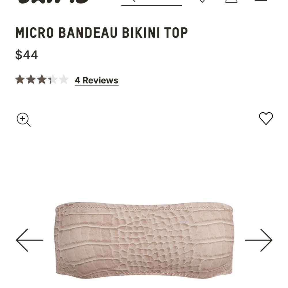 SKIMS Micro Bandeau Crocodile Print Bikini Top Size M